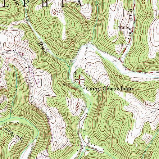 Topographic Map of Camp Giscowhego, WV