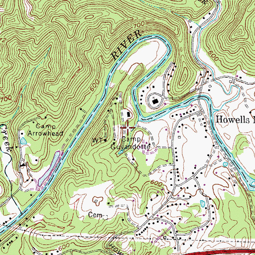 Topographic Map of Camp Guyandotte, WV