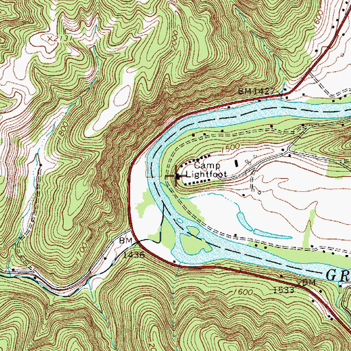 Topographic Map of Camp Lightfoot, WV