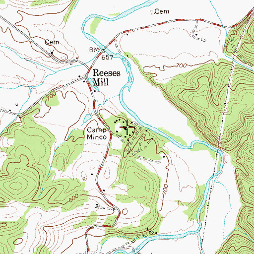 Topographic Map of Camp Minco, WV