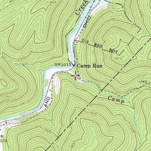 Topographic Map of Camp Run, WV