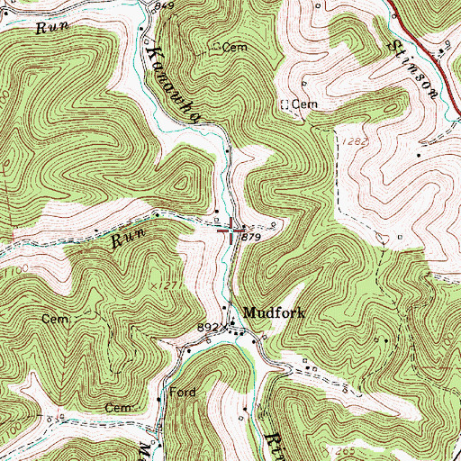 Topographic Map of Camp Run, WV