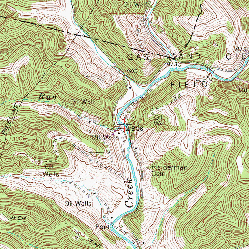 Topographic Map of Camp Run, WV