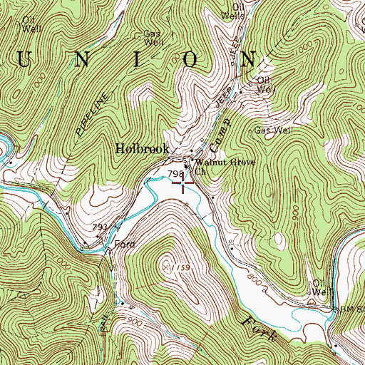Topographic Map of Camp Run, WV