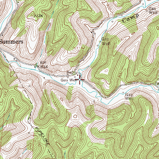 Topographic Map of Camp Run, WV