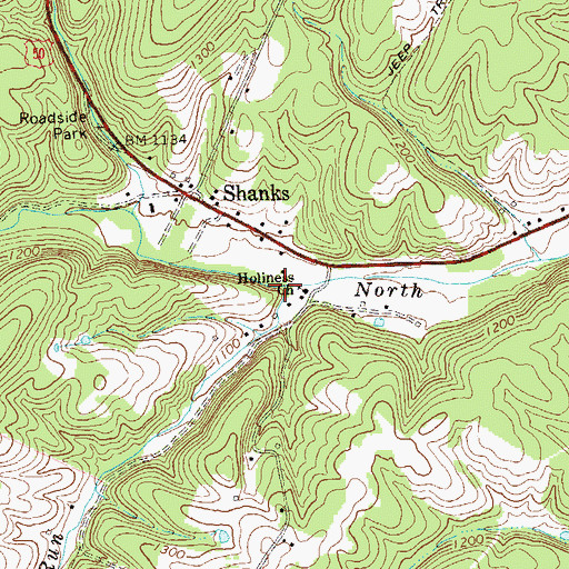 Topographic Map of Camp Run, WV
