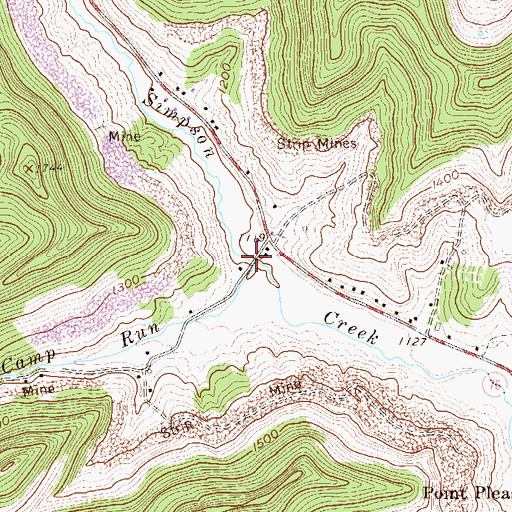 Topographic Map of Camp Run, WV