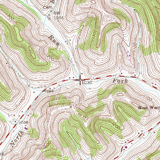 Topographic Map of Camp Run, WV