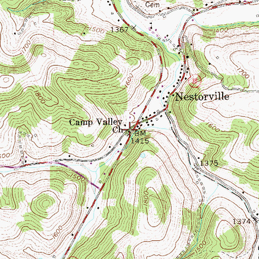 Topographic Map of Camp Valley Church, WV