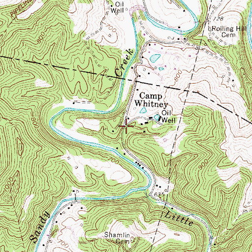 Topographic Map of Camp Whitney, WV