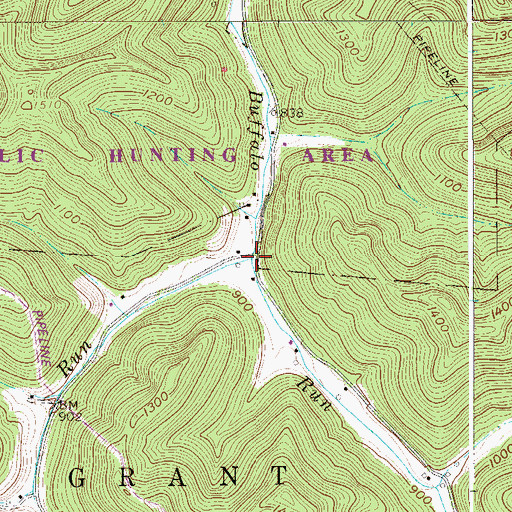 Topographic Map of Campbell Run, WV