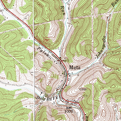 Topographic Map of Campbell Run, WV