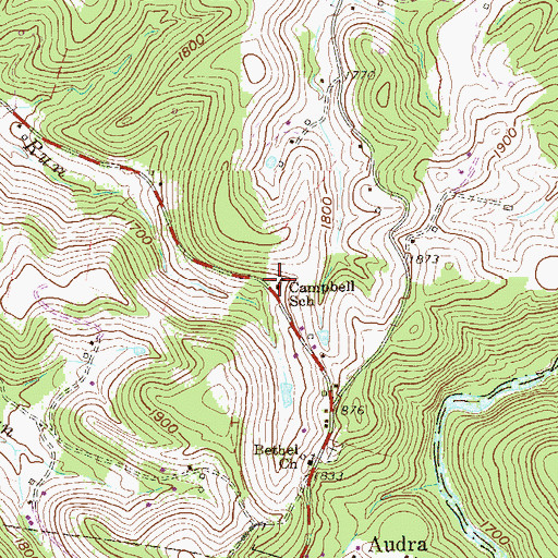 Topographic Map of Campbell School (historical), WV
