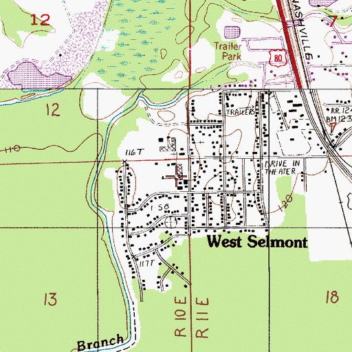 Topographic Map of Tipton High School, AL