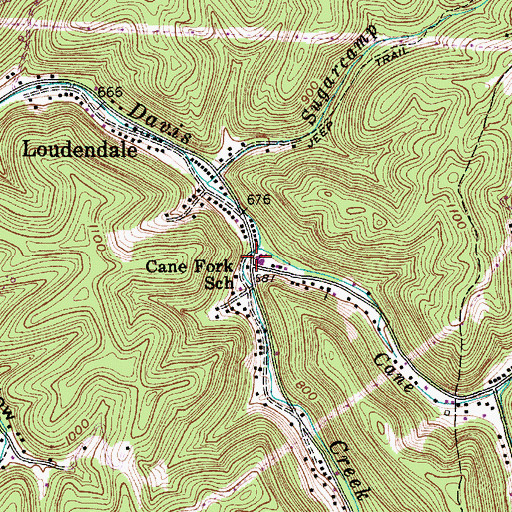 Topographic Map of Cane Fork School (historical), WV