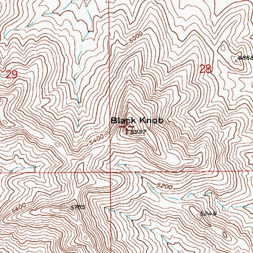 Topographic Map of Black Knob, AZ