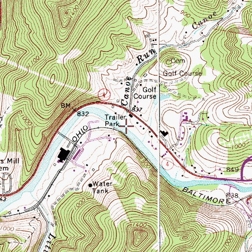 Topographic Map of Canoe Run, WV