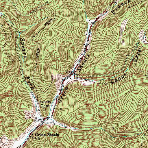 Topographic Map of Canoe Tree Fork, WV