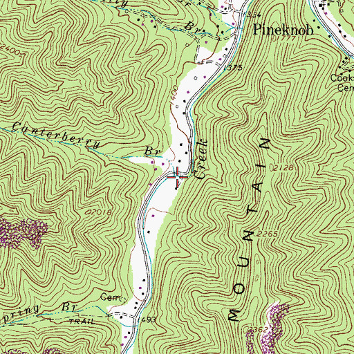 Topographic Map of Canterberry Branch, WV