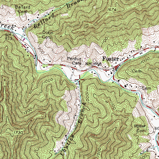 Topographic Map of Cantley Branch, WV