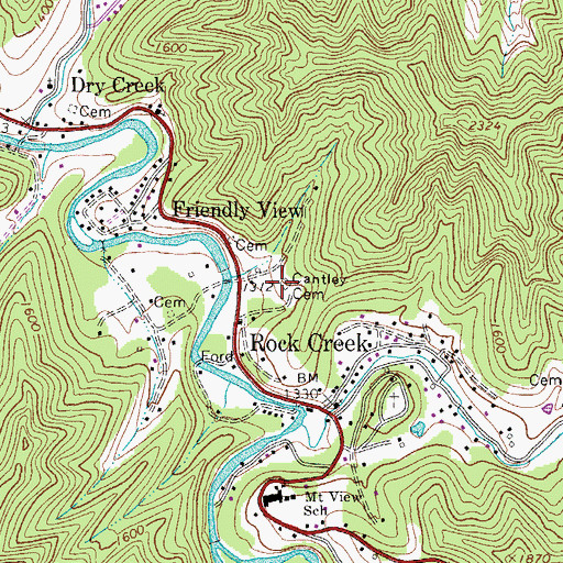 Topographic Map of Cantley Cemetery, WV