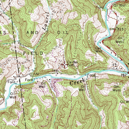 Topographic Map of Carder Cemetery, WV