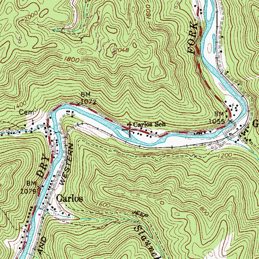 Topographic Map of Carlos School (historical), WV
