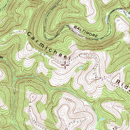 Topographic Map of Carmichael Ridge, WV