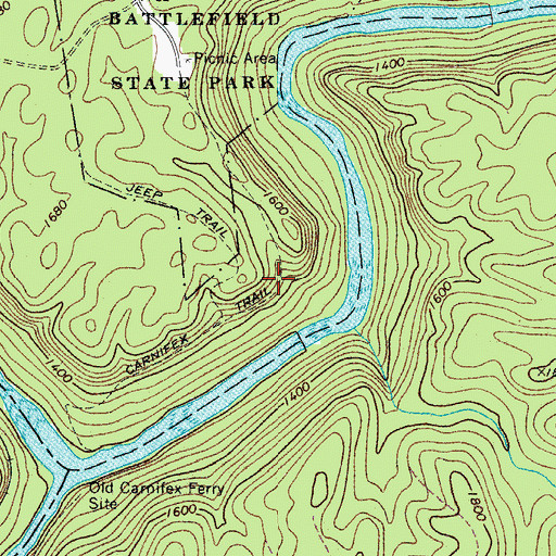 Topographic Map of Carnifex Trail, WV