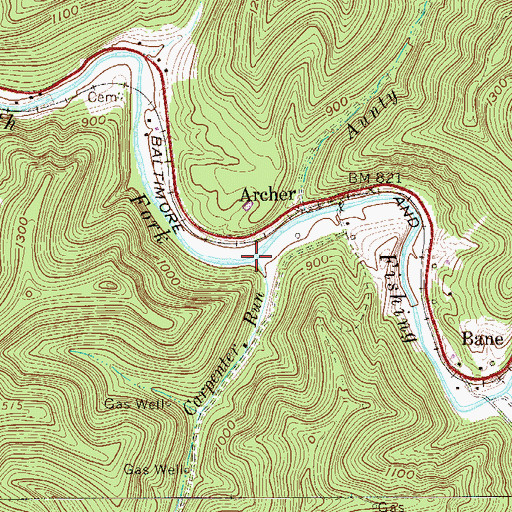 Topographic Map of Carpenter Run, WV