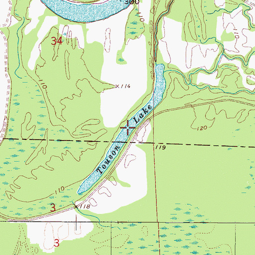 Topographic Map of Touson Lake, AL