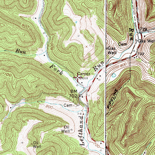 Topographic Map of Carper Cemetery, WV