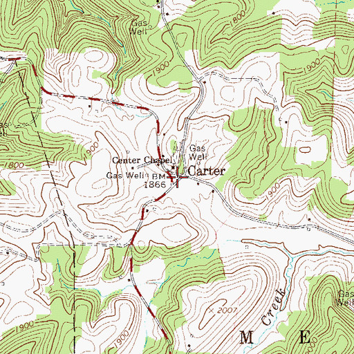 Topographic Map of Carter, WV