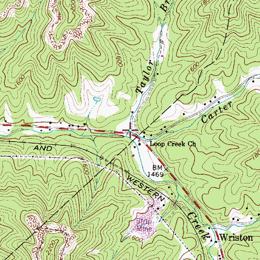 Topographic Map of Carter Branch, WV