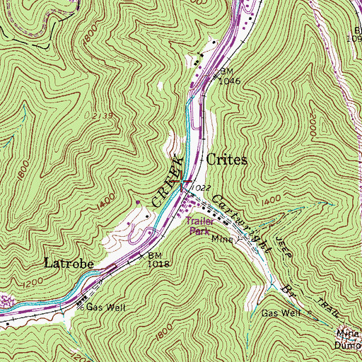 Topographic Map of Cartwright Branch, WV