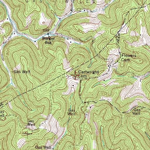 Topographic Map of Cartwright Cemetery, WV