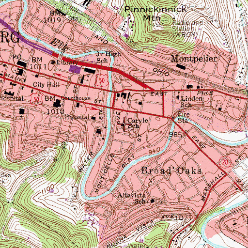 Topographic Map of Caryle School (historical), WV