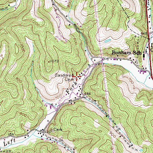 Topographic Map of Casdorph Cemetery, WV