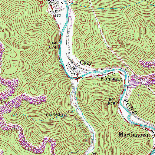 Topographic Map of Casey Creek, WV