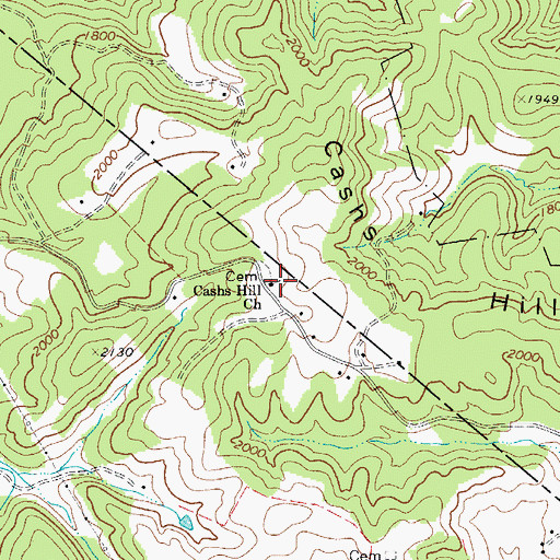 Topographic Map of Cashs Hill Church, WV