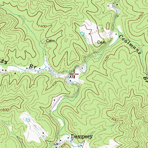 Topographic Map of Cassidy Branch, WV