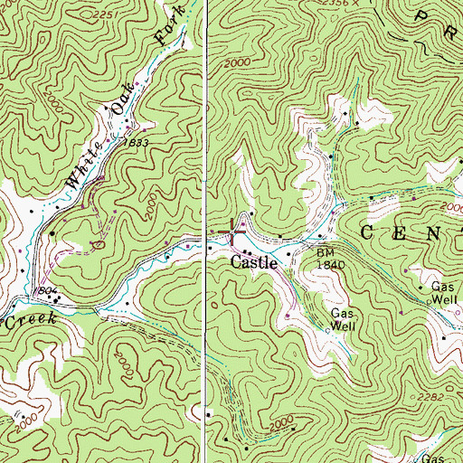 Topographic Map of Castle, WV