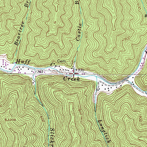 Topographic Map of Castle Branch, WV