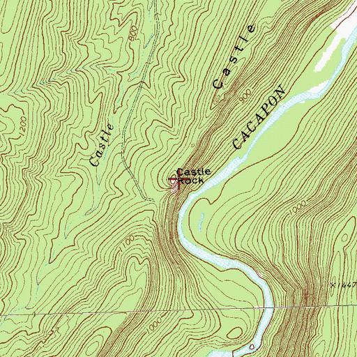 Topographic Map of Castle Rock, WV