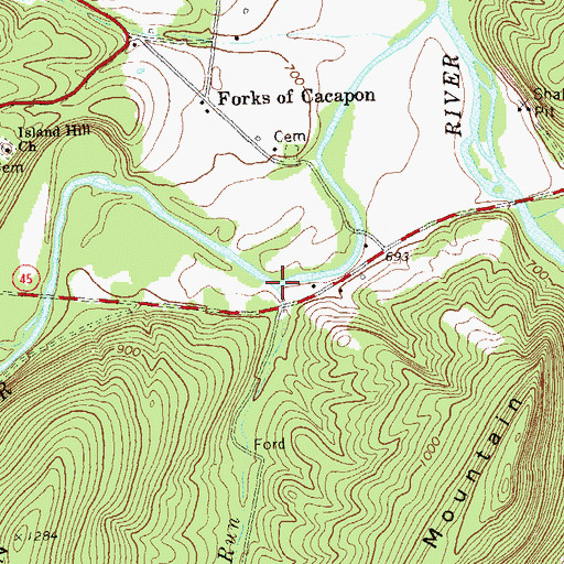 Topographic Map of Castle Run, WV