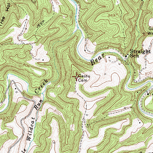 Topographic Map of Casto Cemetery, WV