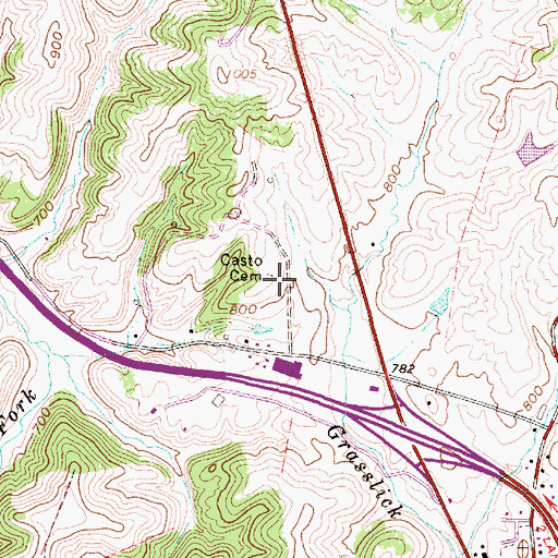 Topographic Map of Casto Cemetery, WV