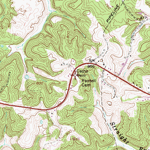 Topographic Map of Casto Cemetery, WV