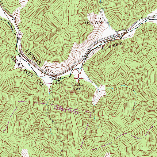 Topographic Map of Casto Cemetery, WV