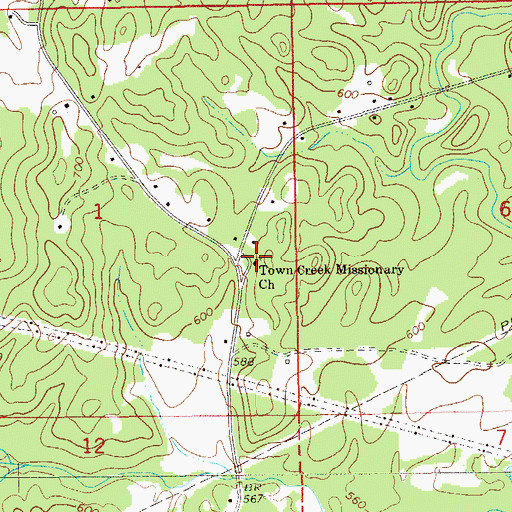 Topographic Map of Town Creek Missionary Church, AL